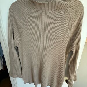 Splendid Ribbed Cowl Neck Sweater in Beige